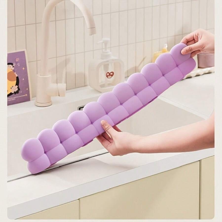 1pc Beige/Purple/Red Silicone Sink Splash Guard With Suction Cups, Can Be Placed Behind The Sink, Kitchen Sink Splash Guard, Restaurant Sink Splash Guard