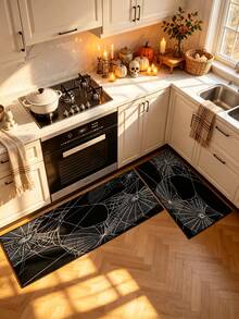 1/2pcs Halloween Doormat, Spider Web Pattern Design, Vintage Diatomaceous Earth Mat, Super Absorbent, Non-Slip, Perfect For Bathroom, Kitchen And Dining Room, Quick Drying, Ideal Home Decor And Bathroom Mat Gift - Multicolor - View 2