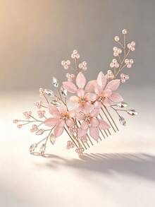 1pc Women's Luxury Pearl Crystal Rhinestone Heavy Work Hair Comb Bridal Updo Hair Accessory - 63325 - View 2