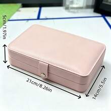 1pc Large Capacity Jewelry Storage Box, Pink PU Leather Portable Jewelry Box With Removable Dividers And Necklace Hooks, Multi-Functional Storage For Earrings, Rings, Necklaces And Bracelets, Compact And Lightweight, Suitable For Daily And Travel Use - Pink - View 7
