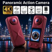 Kamera Aksi Panorama 4K Ultra HD, Sudut Pandang Lebar 200°, Lensa Ganda Depan dan Belakang yang Dapat Diganti, Layar 2.0 Inci, Baterai 1500mAh dengan Perekaman 4 Jam, Dapat Digunakan Sebagai Webcam PC. Set Lengkap Termasuk Kartu Memori 32GB, Ringkas dan Tahan Lama - View 9