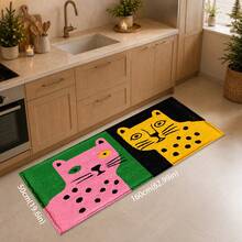 1pc Polka Dot Leopard Contrast Color Artistic Pattern Printed Faux Cashmere Kitchen Mat, Absorbent Kitchen Floor Mat, Kitchen Rug, Long Strip Foot Mat, Sink Front Mat, Suitable For Kitchen, Bathroom, Entryway, Hallway, Laundry Room And Home Decor - Multicolor - View 12