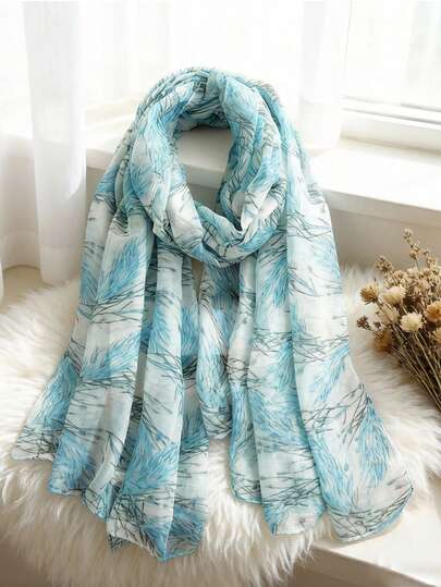 1pc Elegant Floral Print Women's Headscarf, Beach Towel, Daily Wear, Holiday Decoration Scarf, Suitable For Autumn/Winter Bohemian Style Butterfly Pattern Bali Silk Soft Printed Shawl, Casual Women's Scarf Accessory
