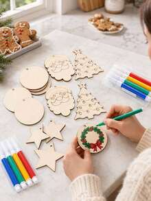 12-Piece Set / Christmas-Themed Blank Model Ornaments, 4 Styles For Winter Parties, Perfect For Christmas Parties And Christmas Tree Decorations - Multicolor - View 3
