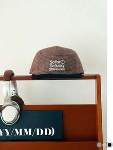 1pc Letter Embroidered Soft-Brim Baseball Cap Unisex Fall Winter Wool-Blend Spliced Peaked Hat Casual Street Baseball Cap - Wool Plaid Short Flat Brim - View 19