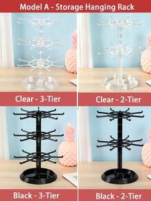 Multi-Functional Keychain Organizer Rack, 16-24 Hooks, 360° Rotating, Adjustable Height, Can Store Keychains, Jewelry, Brooches, Accessories, Capsule Toys, Desktop Decoration, Christmas, Valentine's Day, Back To School Gifts - Clear - View 8