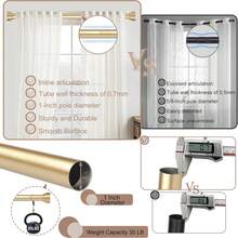 1PC Gold Curtain Rod,1 Inch Diameter Heavy Duty Curtain Rods,Modern Adjustable Curtain Rod End Caps Feature A Layered Design,Household Bathroom Window Curtains Rod - Gold 36-88inch 1PC - View 4