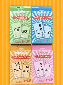 1/4 Set Math Flashcards, 36 Cards/Set, Includes Addition, Subtraction, Multiplication, Division, Rounded Corners, Reusable Learning Cards, Erasable, Multicolor, Portable, Suitable For Addition, Subtraction, Multiplication, Division Practice, Math Games, Teaching Aid, Back To School Stationery, Teacher Gift - Multi-color - View 2