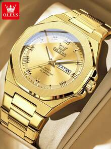 OLEVS 3727 Original Man Watch Stainless Steel Waterproof Luminous Dual Calendar Luxury Brand Roman Scale Quartz Wristwatches Men - One Size - View 18