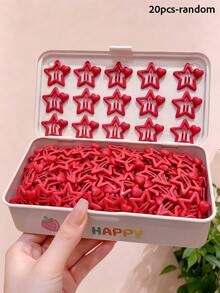 10/20pcs/Set Red Heart & Star Hair Clips, Sweet Hair Accessories - Suitable For Women And Girls, Perfect For Daily Wear, Travel, Party, Date - Multicolor - View 11