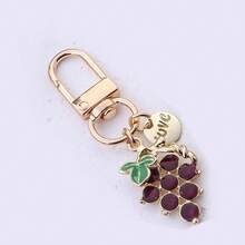1pc Women's Niche High-End Fruit Grape Rhinestone Keychain, Fresh Artistic Backpack Pendant, Exquisite Bag Charm - Multicolor - View 6