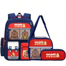 1 Set Fashion Capybara Large Capacity Backpack 3-Piece Set, Printed Design, Backpack + Crossbody Bag + Pencil Case, Back To School Essential, Multiple Colors Available, Perfect Gift For Capybara Lovers - Sets - View 14