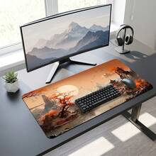 Traditional Chinese Landscape Painting Pattern Extra Long Gaming Mouse Pad & Desk Mat Set, Non-Slip Durable Rubber Base, Smooth Surface, Suitable For Computer Laptop Office Home, Abstract Art Decor, Back To School Supplies - A - View 2