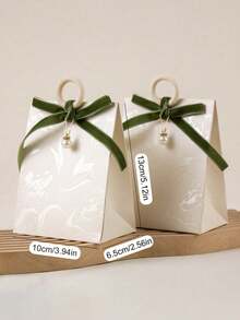 20pcs/40pcs Wedding Forest Velvet Ribbon Small Gift Box, Holiday Party Birthday Floral Small Tote Box + Small Pearl Pendant - Multi-color - View 6
