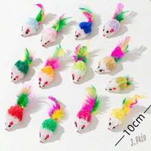 5/10/15/20pcs Plush Mouse Cat Toys, Helps Dental Health, Interactive Indoor Play And Teeth Cleaning, Random Colors, Small Mouse Without Cage - Multiple Styles - View 2