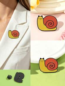 1pc Healing Cartoon Snail Brooch, Soft Cute Appearance, Full Of Energy, Exquisite Craftsmanship, Small And Versatile, Suitable For Suits, Backpacks, Jackets, Collars, Creative Gift Item Full Of Childhood Innocence - Multicolor - View 1
