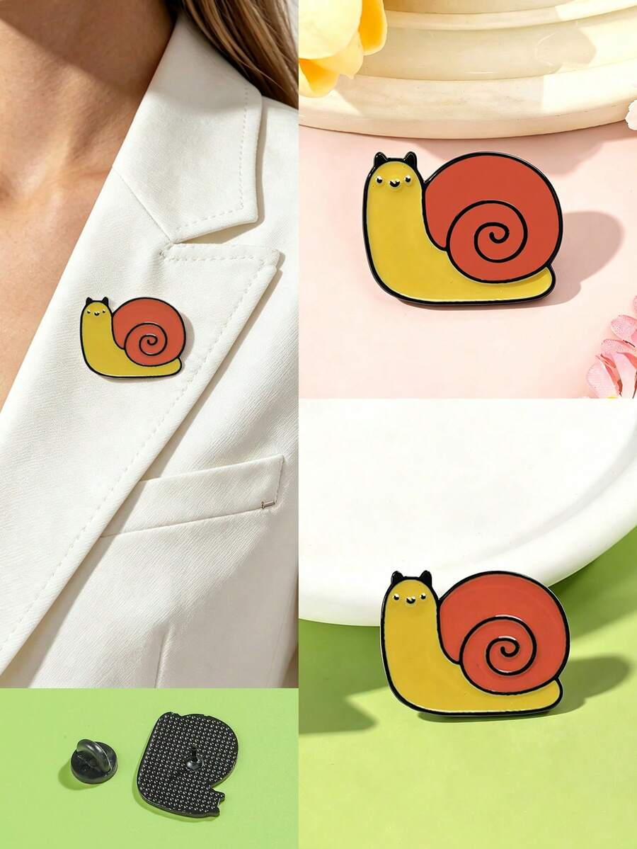 1pc Healing Cartoon Snail Brooch, Soft Cute Appearance, Full Of Energy, Exquisite Craftsmanship, Small And Versatile, Suitable For Suits, Backpacks, Jackets, Collars, Creative Gift Item Full Of Childhood Innocence - Multicolor - View 1