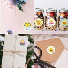 2 rol/1004 buah, Stiker Segel Amplop Perekat Bulat, Stiker Dekoratif untuk Scrapbook, Pola Motivasi/Penyemangat Ekspresi Bintang, Bahan Kolase untuk Perencana, Segel Kemasan Hadiah Natal, Dekorasi Kotak Hadiah Toples Penyimpanan - MultiWarna - View 5