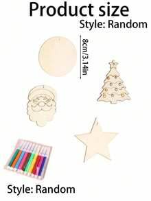 12-Piece Set / Christmas-Themed Blank Model Ornaments, 4 Styles For Winter Parties, Perfect For Christmas Parties And Christmas Tree Decorations - Multicolor - View 9