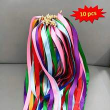 10PCS/20PCS/30pcs Mixed Color Wedding Party Ribbons - Colorful Tassel Ribbons Fairy Wands With Bamboo Sticks And Gold Bells, Perfect For Weddings, Parties And Celebrations - Blue, Purple, Green And Various Multi-Color Functional Decorations - View 9