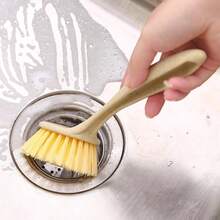1pc Long Handle Kitchen Cleaning Brush, Plastic Dish Scrub Brush For Pots, Pans, Cutting Boards, Non-Stick Oil, Hanging Design, Stove Top Cleaning Brush - Multicolor - View 8