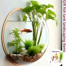 Wall-Mounted Transparent Acrylic Hydroponic Vase Fish Tank Plant Pot, Decorative Wall Hanging Ornament, Suitable For Living Room, Bedroom, Bathroom, Office - Fully Transparent Design + Landscaping Gifts - View 1
