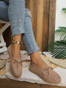 Women's New Flat Soft Sole Comfortable Breathable Non-Slip Versatile Ballet Shoes Fashion Bow Knot Spring Autumn - Khaki - View 5