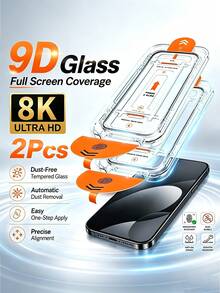 2 Pcs Full Cover Screen Protector For 11/11 Pro/10 Pro XL/10/10 Pro/10 Pro XL/9/9 Pro/9 Pro XL/8/8A/8 Pro/7/7A/6/6A, Auto Dust-Elimination Installation, 9H Hardness, Anti-Fingerprint, Anti-Scratch, Fingerprint Unlocking - Clear - View 24