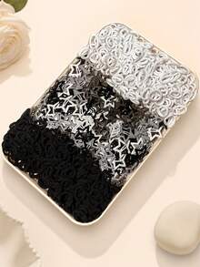 420pcs Girls Solid Black & White Star Hair Clips, Suitable For Side ...