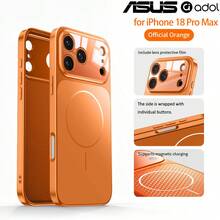 حافظة هاتف ASUS متوافقة مع iPhone 17 Pro Max / iPhone 17 17Pro / iPhone 18 Pro / 18Pro Max، تصميم تغطية كاملة، فيلم حماية العدسة، دعم الشحن المغناطيسي، نسيج مطفي متكامل، حافظة هاتف خفيفة الوزن ومقاومة للصدمات، متوفرة باللون الشمبانيا / الأزرق الداكن / البرتقالي - لون برتقالي - مشاهدة 11