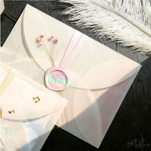 20pcs/Rounded Vellum Envelopes Translucent Frosted Outer Shell Thickened Paper Envelope Sleeves Outer Shell - White - View 2
