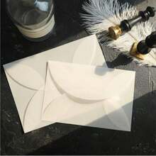 20pcs/Rounded Vellum Envelopes Translucent Frosted Outer Shell Thickened Paper Envelope Sleeves Outer Shell - White - View 1