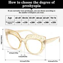 2Pcs Oversized Reading Glasses, Shiny Frame Design With Premium Metal Hinges, Suitable For Women's Daily Reading - White - View 9