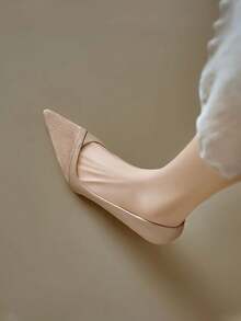 weiweiting Women's French Pointed Toe Kitten Heel Pumps 2026 Autumn New Elegant Gentle Commute High Heel Shoes For Party - Apricot - View 3