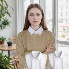 2/1pc Dickey Collar For Women – Detachable Faux Collars,Fake Collar Inserts For Blouses & Sweaters,Women's False Shirt Collars,Comfortable & Stylish - White - View 5