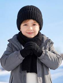 3 piezas/Set Gorro de punto unisex para niños pequeños + Guantes + Bufanda Conjunto de 3 piezas, Conjunto de 3 piezas de invierno, Conjunto térmico de punto para niños pequeños otoño invierno, Conjunto de 3 piezas de gorro bufanda guantes para niños, Conjunto de 3 piezas de invierno de punto para niños y niñas pequeños - 3 piezas - Ver 7