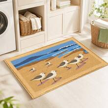 1pc Beach Water Bird Pattern Printed Faux Cashmere Kitchen Mat, Absorbent Kitchen Rug, Kitchen Carpet, Long Runner Mat, Sink Front Mat, Suitable For Kitchen, Bathroom, Entryway, Hallway, Laundry Room And Home Decor - Multicolor - View 8