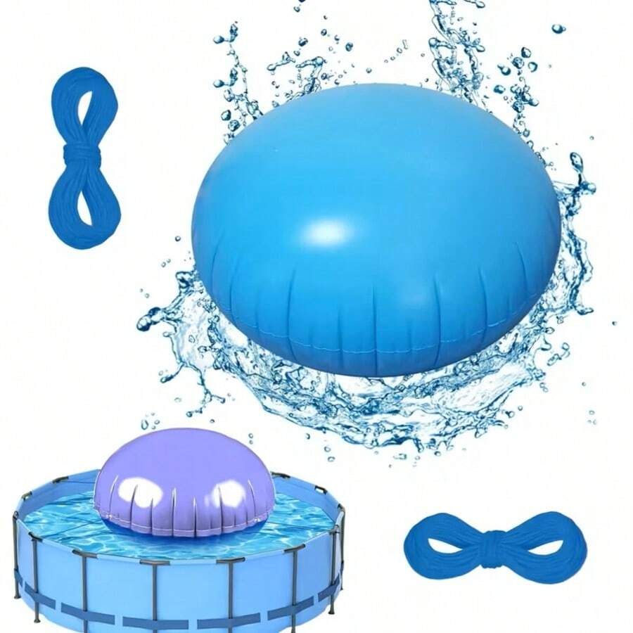 Inflatable Winter Pool Cover Pillow (4x4 Ft Round) With Two 3-Meter Ropes – Designed For Above-Ground Pools; Cold-Resistant, Thickened Inflatable Float; Winterizing Kit With Ropes; PVC Ice Equalizer Pillow To Support Pool Covers. - A - View 1