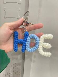 Personalized Crochet Name Keychain, Customized Name Tag Bag Charm, Back To School Backpack Gift, Handmade Yarn Pendant, Mother's Memorial Gift - Multicolor - View 2