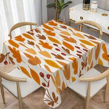 1pc Soft Fashionable Beautiful Autumn Leaf & Berry Pattern Tablecloth, Machine Washable & Easy To Clean, Dining Table / Coffee Table / Desk / Side Table, Picnic / Outdoor Table / Camping Table, Exquisite Living, Home Textile - A - View 3