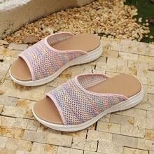 Women's Summer Outdoor Slippers 2026 New Casual Versatile Flat Half-Slip Fashion Mesh Breathable One-Strap Slides - Pink - View 5