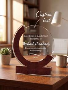 1pc Custom Text Employee Recognition Award,Personalized Acrylic Plaque, Custom Corporate Trophy - Multicolor - View 1