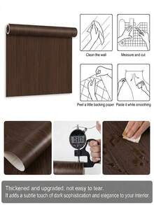 Furniture Refurbishment Wood Grain Contact Paper, Heat Resistant, Scratch-Resistant, Waterproof Self-Adhesive Decorative Wallpaper, Peel And Stick Concealment Sticker, Suitable For Kitchen, Countertop, Tabletop, Furniture, Wardrobe, Desk And Rental Home Renovation - Classic Walnut - View 9