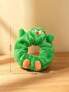1pc Ladies Cute Cartoon Green Plush Owl Hair Scrunchie, Soft Fluffy Elastic Hair Tie For Daily Hairstyle Decoration - Multicolor - View 4