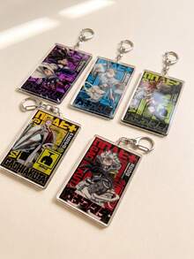 5pcs GACHIAKUTA Anime Acrylic Keychains, Zanka Nijiku/Rudo/Enjin/Riyo/Jabber, Can Be Used As Bag Charm, Backpack Pendant, Phone Lanyard, Car Key Ring, Cute Anime Desktop Decoration, Perfect Festival And Back To School Gift For Anime Fans - Multicolor - View 3