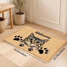 1pc, Calico Cat Pattern Printed Faux Cashmere Kitchen Mat, Absorbent Kitchen Floor Mat, Kitchen Rug, Long Strip Foot Mat, Sink Front Mat, Suitable For Kitchen, Bathroom, Entryway, Hallway, Laundry Room And Home Decor - Multicolor - View 11