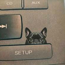 Bulldog Peeking Sticker - Hidden Button Activated Pop-Up PVC Vinyl Privacy Decor, Easy To Install Car Rearview Mirror Sticker (No Tools Required) - one-size - View 2