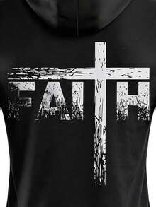 Men's Personalized Print Hooded Sports Top, Quick-Dry Fitness Running Training Long Sleeve Hoodie - Black - View 6