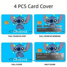 Disney 4pcs Stitch Credit Card & Prepaid Card Stickers, Removable PVC Protective Film, Suitable For Bank Cards And Transit Cards - Multicolor - View 3