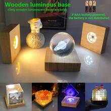 8CM Square 3AAA Battery Powered Wooden Night Light, LED Display Lamp, Decorative Base Light. Suitable For Crystal, Glass, Resin, Acrylic Display Statue Decoration, DIY Decoration - Square - View 1